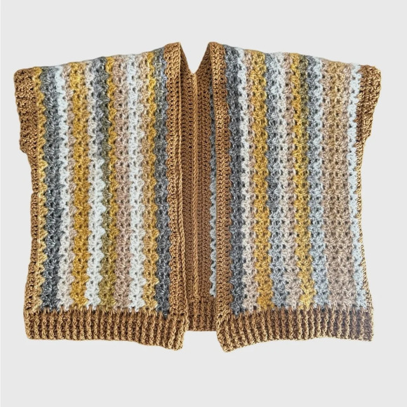 Vintage Sweater Vest Women's Size OS Brown White Gray Boho Hippie Festival Cozy - Picture 8 of 8